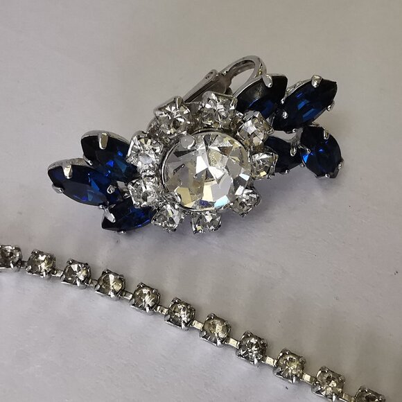 Vintage Sterling Jay Kel Rhinestone Necklace and Earring Set - Picture 7 of 15